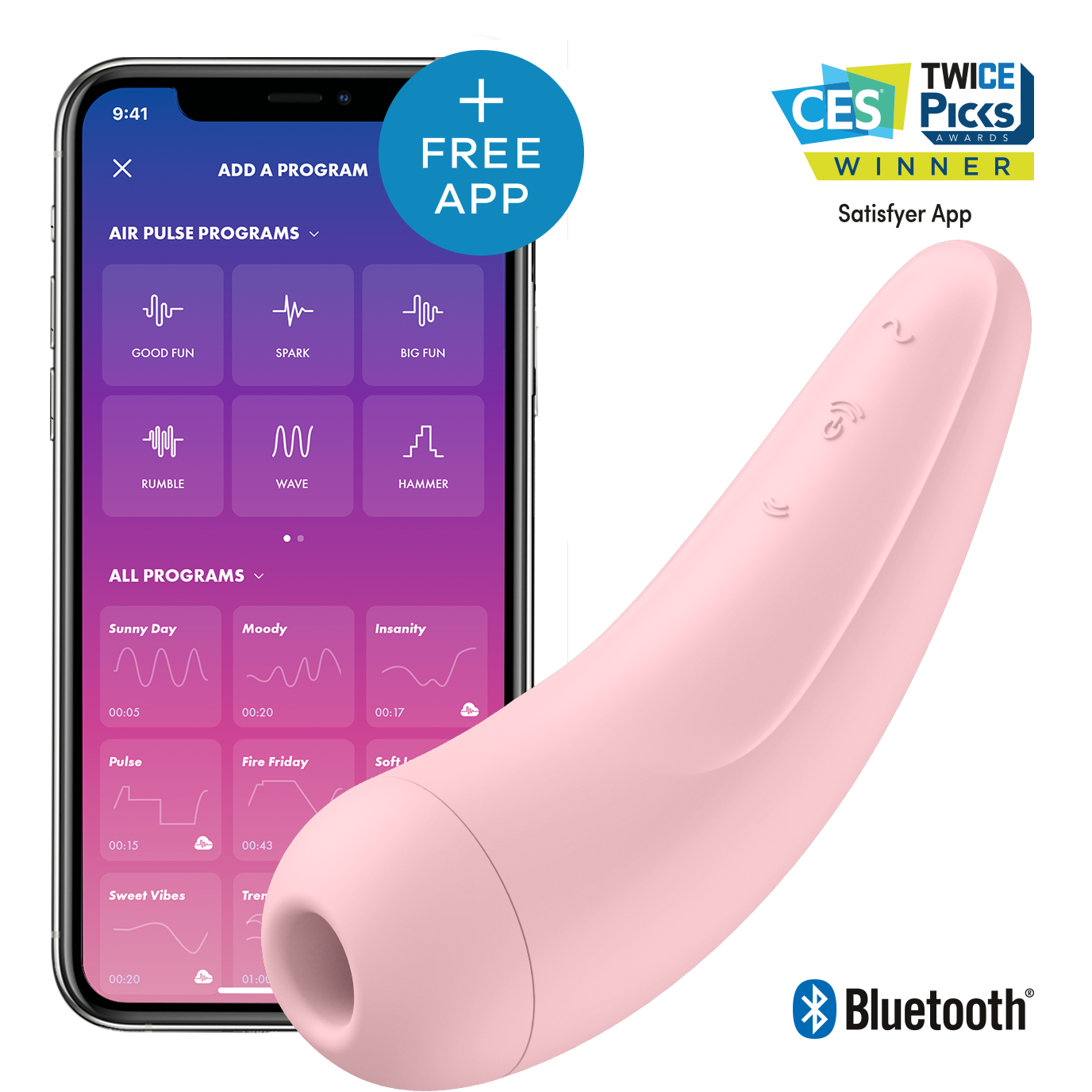 Satisfyer Curvy 2 bluetooth con APP estimula clitoris y punto G