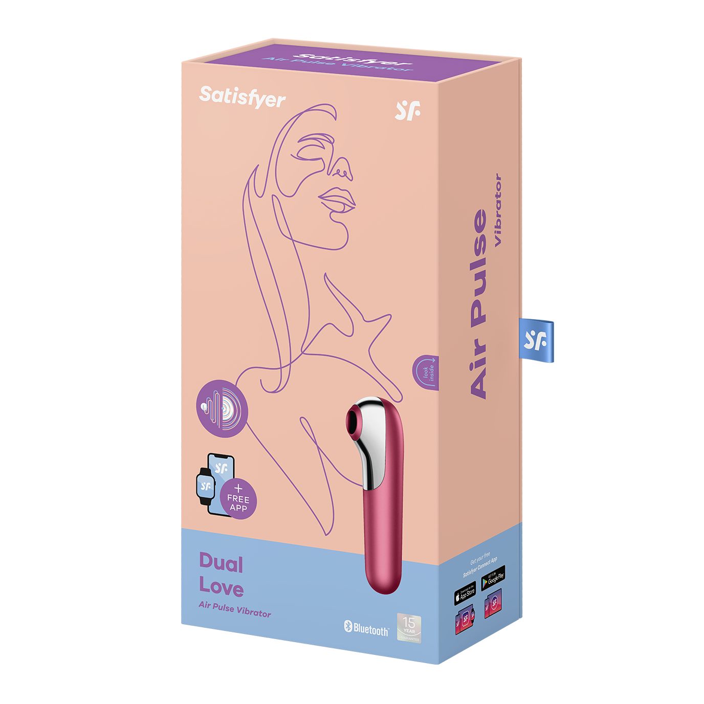 Vibrador punto G y estimulador de clitoris con bluetooth y APP Satisfyer Dual Love Rojo